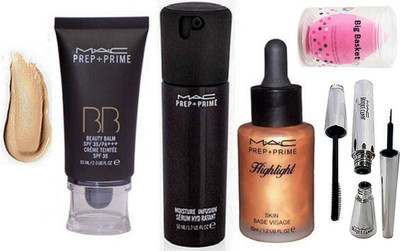 

big Basket Sponge Puff, Mac Prep+prime moisture Infusion Serum, Highlighter, BB Cream, Brook Candy eyeline & Mascara(Set of 6)