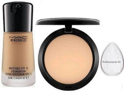 

PROFESSIONAL KIT Silicone Puff & Mac Mineralize Moisture Liquid Foundation With Studio Fix Compact(Set of 3)
