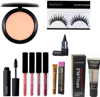 

FASHION 1 Combo Compact , Eyelesh ,mascara ,luquid matte lipstick{4}, Dermacol, Infallible Base with kajal,(set of 7)(Set of 7)