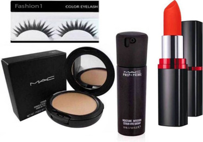 

FASHION 1 Combo set mac lipstick ,prep-primr mac compact ,with Eyelish (set of 4)(Set of 4)