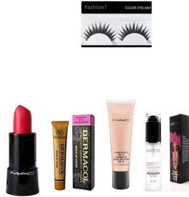 

FASHION 1 Combo Of Origional Mac (Eyeliner, Mascara, Kajal, Eyelashes, Concealer, Puff & Red Lipstick) (Set of 7)(Set of 7)