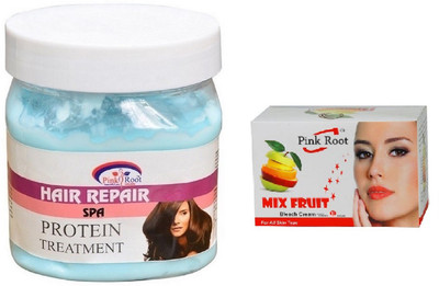 

Pink Root HAIR SPA CREAM 500ML WITH MIX FRUIT BLEACH 50G(Set of 2)