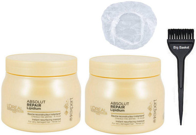 

big basket Hair Brush, L'oreal Absolut Spa Hair Mask Cream Set of 2,Shower Cap(Set of 4)
