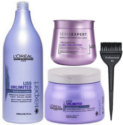 

PROFESSIONAL KIT hair brush & l'oreal paris Liss Unlimited Shampoo and Spa & serie expert masque(Set of 4)