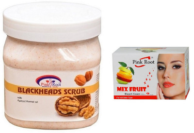 

Pink Root BLACKHEADS SCRUB 500ML WITH MIX FRUIT BLEACH 50G(Set of 2)