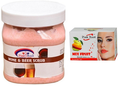 

Pink Root WINE BEER SCRUB 500ML WITH MIX FRUIT BLEACH 50G(Set of 2)
