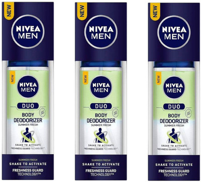 

Nivea MEN SUMMER FRESH DUO BODY DEODORIZER 100ml Deodorant Spray - For Men & Women(100 ml, Pack of 3)
