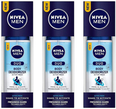 

Nivea MEN ACTIVE FRESH DUO BODY DEODORIZER 100ml Deodorant Spray - For Men & Women(100 ml, Pack of 3)