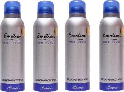 

Rasasi Emotion men (pack of 4) Body Spray - For Men(800 ml, Pack of 4)