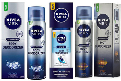 

Nivea MEN ICE COOL BODY DEODORIZER 120ml +MEN ACTIVE FRESH DUO BODY DEODORIZER 100ml +MEN SPRINT BODY DEODORIZER 120ml Deodorant Spray - For Men & Women(120 ml, Pack of 3)