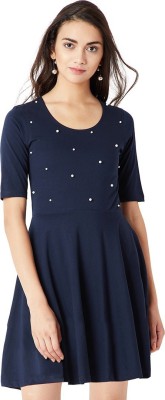 Miss Chase Women Skater Blue Dress