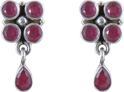 Silverwala 925-92.5 Sterling Silver Ruby Stone Fashion Earring for Women and Girls  Ruby Silver Drops & Danglers