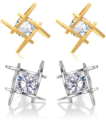 CRUNCHY FASHION Combo of 2 Stylish Fancy Party Wear Traditional Earrings Crystal Alloy, Crystal Stud Earring