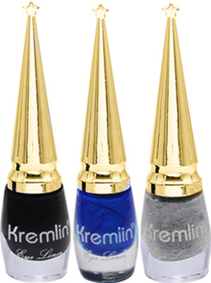 

Kremlin Blue, Black and Silver Liquid Eyeliner Multicolor Pack of 3 6 ml(Multicolor)