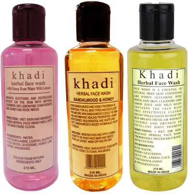 

Khadi Herbal Combo - Rose, Sandalwood & Herbal Face wash - Pack of 3 Face Wash(630 ml)