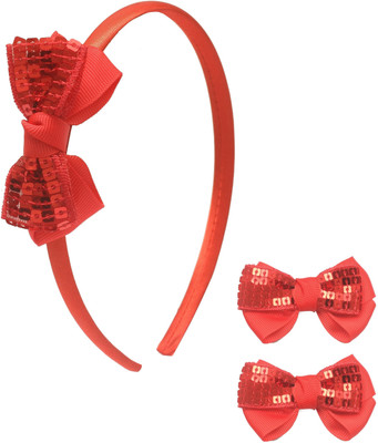 

Stol'n Red Sequence Bow Hairband and Hairclip Combo :Red Hair Accessory Set(Red)