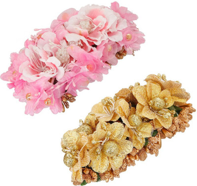 

RT Combo of Pink and Golden Flower Hair Clip and Pin Brooch For Women & girls Making Juda Hair Clip(Yellow)