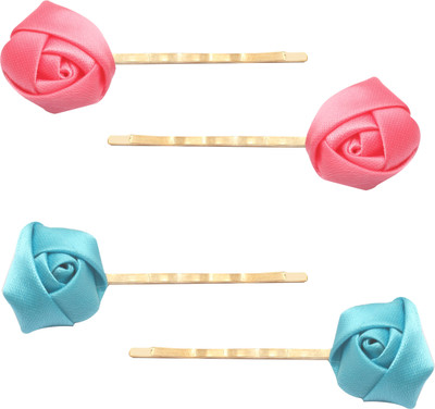 

Stol'n Set of Teal Green and Peach Flower Pin :Teal Green and Peach Hair Accessory Set(Multicolor)