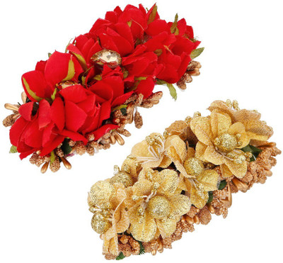 

RT Combo of Red Rose Golder Flower Hair Clip and Pin Brooch For Women & girls Making Juda Hair Clip(Yellow)