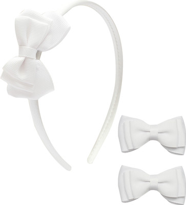 

Stol'n White Bow Hairband and Hairclip Combo :White Hair Accessory Set(White)