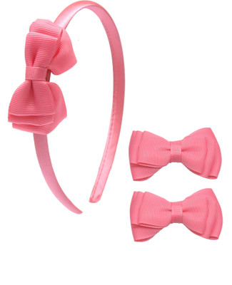

Stol'n Peach Bow Hairband and Hairclip Combo :Peach Hair Accessory Set(Pink)