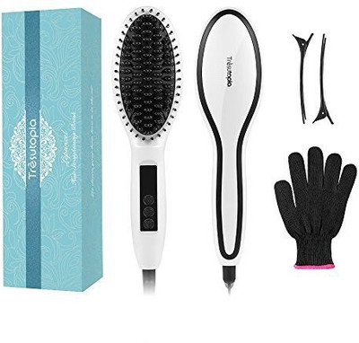 

Tresutopia Ionic Hair Straightening Brush with Fast Heated MCH Technology, Anti-Scald and Temperature Lock Function, 265 F - 450 F, 100-240 V Worldwide Voltage
