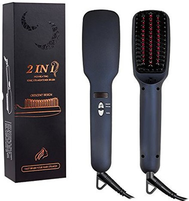 

ARINO 2 IN 1 Ceramic Hair Straightening Brush Electric Hair Stragightener Ionic Hair Straightening Comb Anti Scald MCH Technology LED Display for Women Black