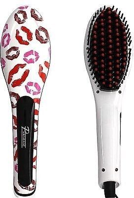 

Pursonic HBS180 Instant Detangling LED Hair Straightener Brush - Best Ceramic, Anti Static, Electric Heating Detangling Hair Brush (Lips)