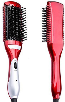 

PrettyQueen Hair Straightener Hair Curler 2 in 1 Hair Styler Brush,Anion instant Magic Silky Straight Hair Styling, Anti Scald Teeth,Anti Static Ceramic Heating Detangling Hair Brush Red