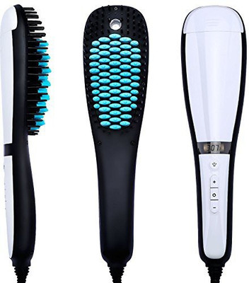 

PrettyQueen Hair straightener, straightening Brush Ceramic Iron Fast Heating Spraying Hair Anti Scald Static Detangling Comb Silky Smooth Hair Styling, White+Blue