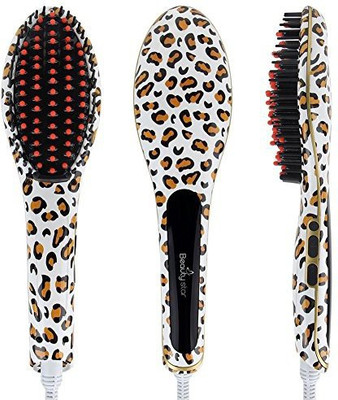 

Beautystar Hair Straightener Brush Leopard Pattern Detangling Straightening Iron Styling Digital Comb Irons