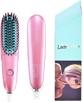 

Nood Mini Hair Straightener Brush Heating Within 30 Seconds, The new Tourmaline Ceramic Technology and Temperature Lock to Protect Your Hair Better (Pink)