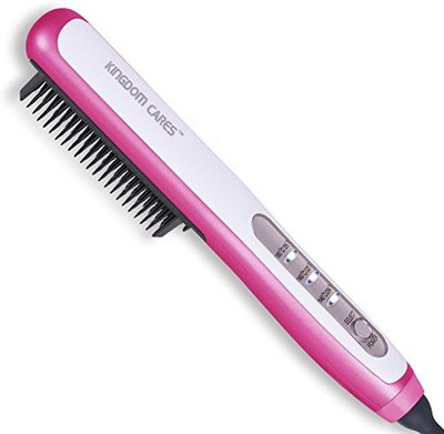 

KINGDOM CARES Hair Straightener Brush, PTC Faster Heating Straightening Brush Styler At Home Rose