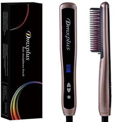 

Dmxplus Electric Hair Straightener Straightening Brush With Fastest Ceramic Comb Heating Styling And Safest Anti-scald Design,Adjustable Temperature Hot Brush,LCD Display,Hair Care Gift (Gold)