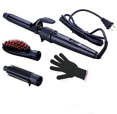 

Accellorize 3 in 1 Curling Wand,Accessorize Hair Curlers Brush With Interchangeable Hair Straightening Hot Brush Hair Roller Iron Barrel Heat Protective Glove,Ceramic Hair Curler Set