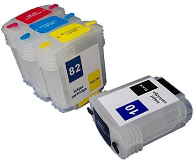 

PPS Empty Refillable Cartridge for HP DesignJet 500/500PS 800/800PS/815 MFP Printers Compatible with HP 10 (69 ML) C4844A 82 (69 ML) C4911A/12A/13A Multi Color Ink Toner(Black, Cyan, Yellow, Magenta)