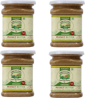 

ELWORLD Organic Peanut Butter (Gluten Free, Low GI, Vegan, Handmade)- 1 kg(Pack of 4)
