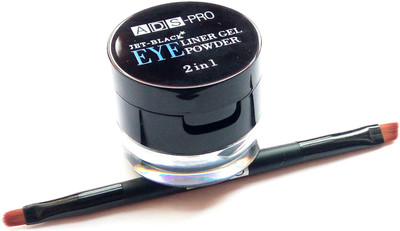 

ADS-PRO Jet Black Eyeliner Kajal Gel and Powder Cake 2 in 1 Pack(Jet Black)