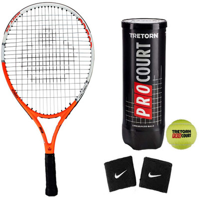 

Cosco Ace 23 ( Junior Size ) ( Age Group 6 to 8 Years ) Tennis Racquet ( Color on Availability) with Tennis Ball " Tretorn Pro Court " 2 Band Tennis Kit
