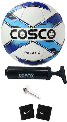 

Cosco Combo of Football ( 1 Milano : Size - 5 ) ( Color on Availability), ( 1 Pump ), ( 2 Band ) Football Kit