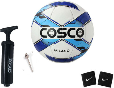 

Cosco Combo of Football ( 1 Milano : Size - 4 ) ( Color on Availability), ( 1 Pump ), ( 2 Band ) Football Kit