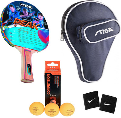 

Cosco STIGA Peak Table Tennis ( 1 Bat, 1 Bat Cover "Training", 3 Table Tennis Balls, 2 Wrist Band ) (Color on Availability) Table Tennis Kit