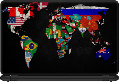 

Mugs4You World Map With Flag Laptop Skins & Stickers HD Quality for 15.6 inches Laptop Vinyl Laptop Decal 15.6