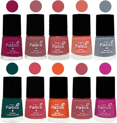 

FABIA Multicolor Nail Polish/Mix Color/Combo Color Set of 10pcs X 10ml (2609201873) Raspberry-Lip-Bazooka Joe-Light Peach-Wild Gray Yonder-Dark Green-Shock Pink-Sour Orange-Mauve Pink-Pink Pink(Pack of 10)