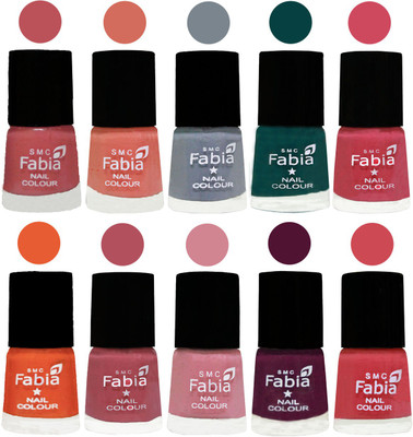

FABIA Multicolor Nail Polish/Mix Color/Combo Color Set of 10pcs X 10ml (2609201938) Bazooka Joe-Light Peach-Wild Gray Yonder-Dark Green-Shock Pink-Sour Orange-Mauve Pink-Rose-Boysenberry-Strawberry(Pack of 10)