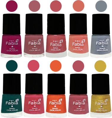 

FABIA Multicolor Nail Polish/Mix Color/Combo Color Set of 10pcs X 10ml (2609201894) Raspberry-Lip-Bazooka Joe-Light Peach-Wild Gray Yonder-Dark Green-Shock Pink-Sour Orange-Mauve Pink-Mattis gold(Pack of 10)