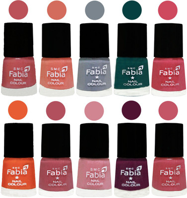 

FABIA Multicolor Nail Polish/Mix Color/Combo Color Set of 10pcs X 10ml (2609201945) Bazooka Joe-Light Peach-Wild Gray Yonder-Dark Green-Shock Pink-Sour Orange-Mauve Pink-Rose-Boysenberry-Light Pink(Pack of 10)