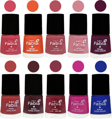 

FABIA Multicolor Nail Polish/Mix Color/Combo Color Set of 10pcs X 10ml (2609202067) Shock Pink-Sour Orange-Mauve Pink-Rose-Boysenberry-Peach-Wine-Wine Red-Pink Pink-Shock Blue Dark(Pack of 10)