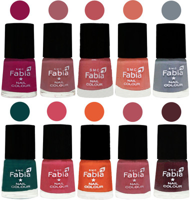 

FABIA Multicolor Nail Polish/Mix Color/Combo Color Set of 10pcs X 10ml (2609201871) Raspberry-Lip-Bazooka Joe-Light Peach-Wild Gray Yonder-Dark Green-Shock Pink-Sour Orange-Mauve Pink-Wine(Pack of 10)
