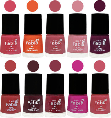 

FABIA Multicolor Nail Polish/Mix Color/Combo Color Set of 10pcs X 10ml (2609202055) Shock Pink-Sour Orange-Mauve Pink-Rose-Boysenberry-Peach-Wine-Wine Red-Pink Pink-Light Pink(Pack of 10)